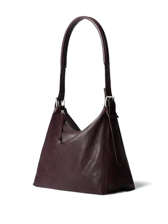 Brown leather handbag,side view