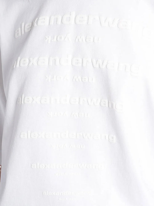 Close up of White t-shirt, showing texture of the 99% cotton/ 1% elastane fabric