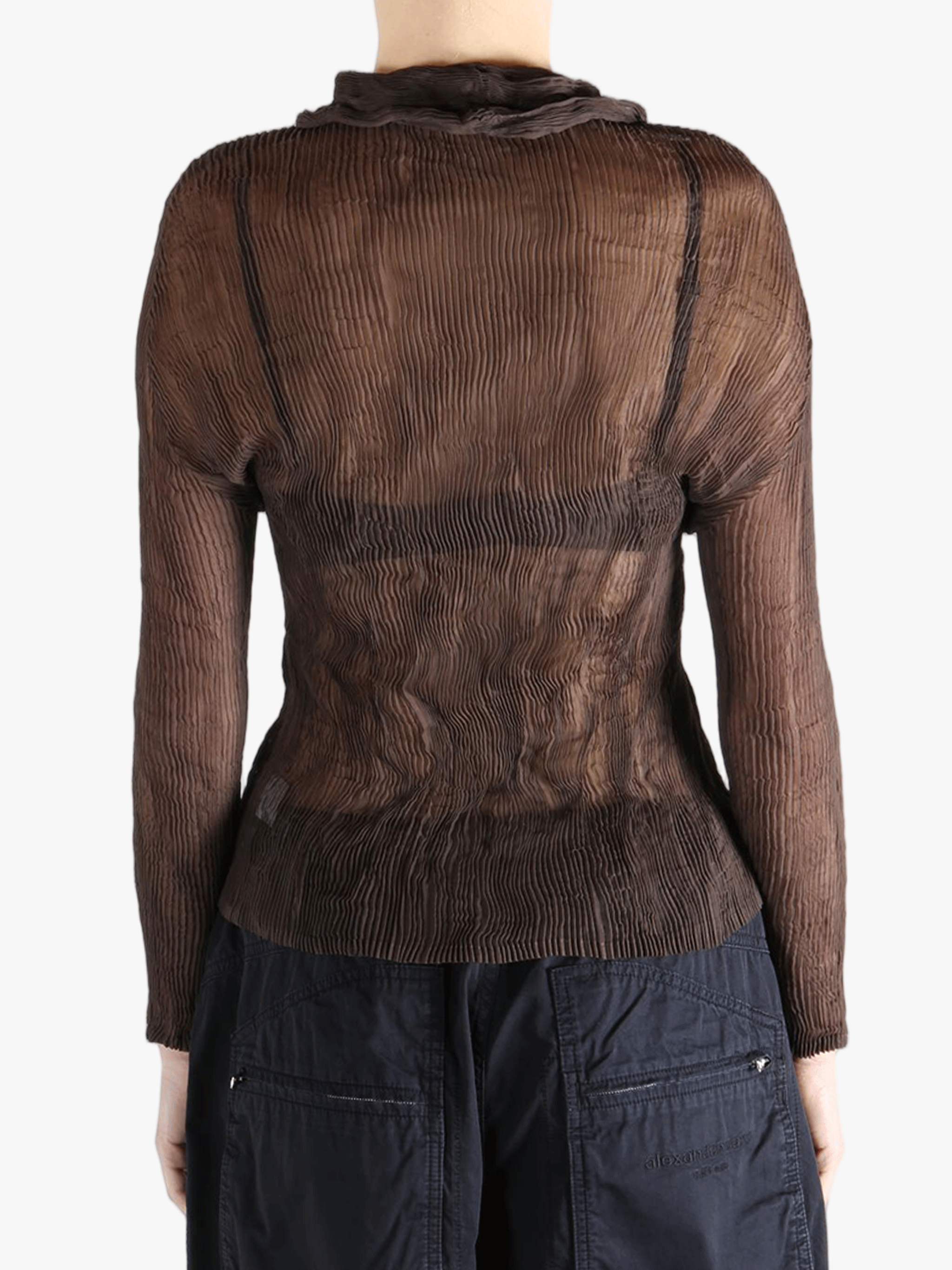 Brown shirt worn by a person, showing the shirt fit