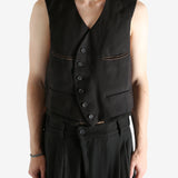 Grey vest worn by a person, showing the vest's fit