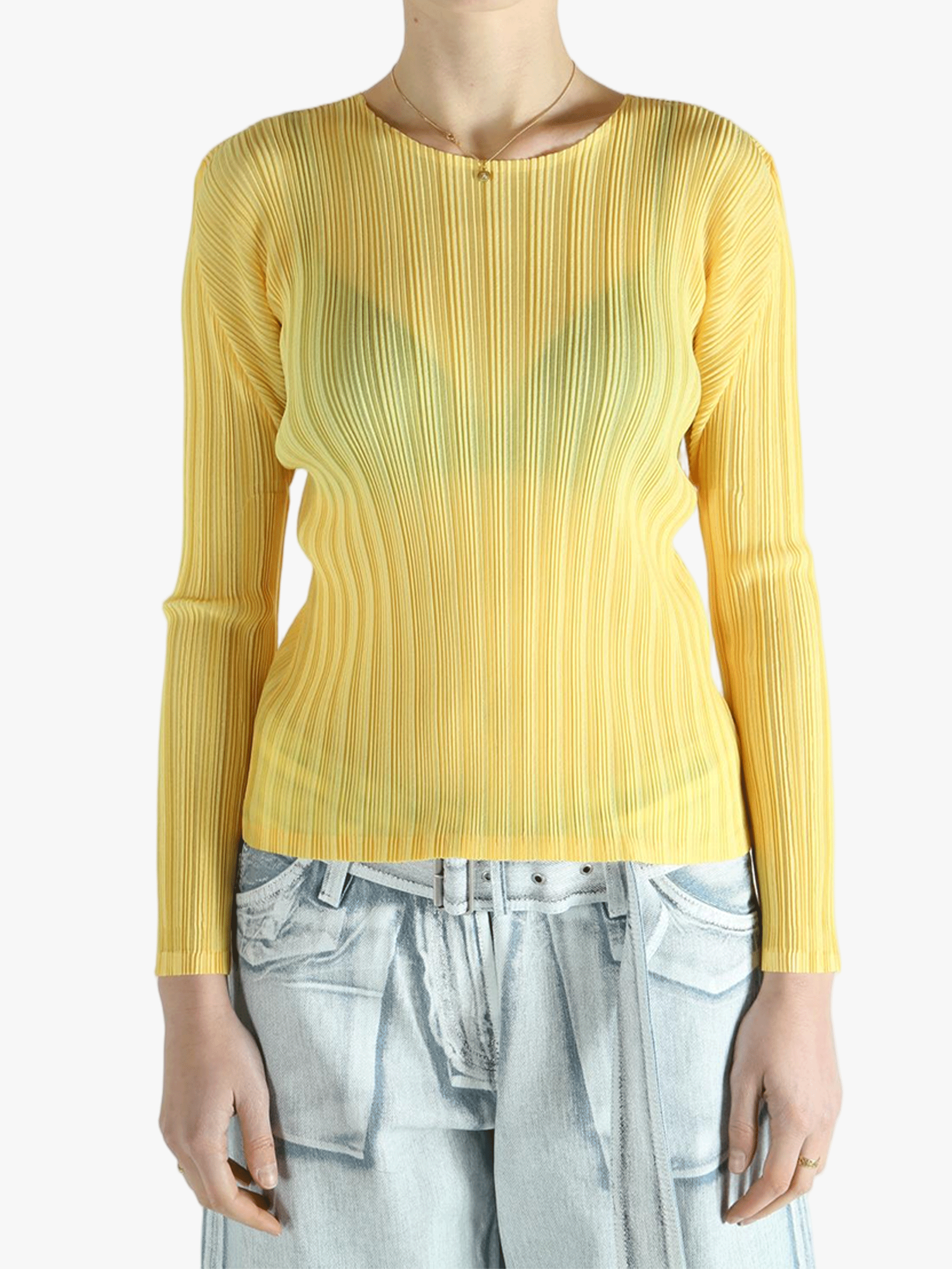 Yellow shirt worn by a person, showing the shirt's fit