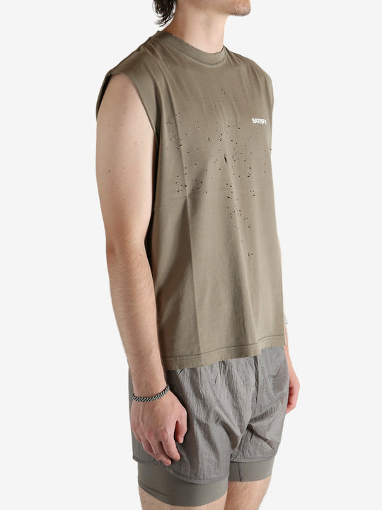 Brown shirt worn by a person, showing the shirt fit