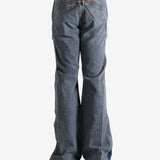 Grey pants, back view