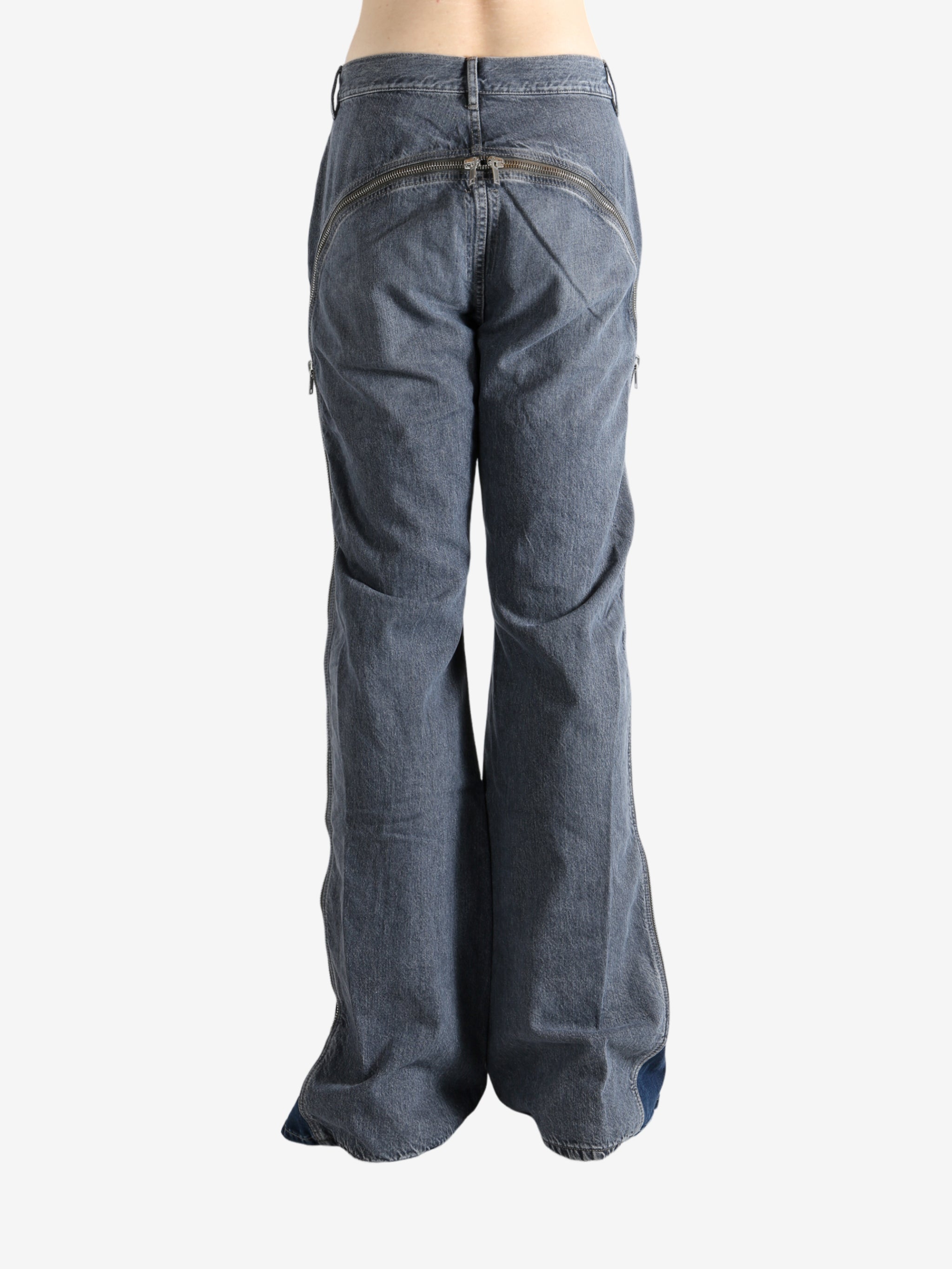 Grey pants, back view