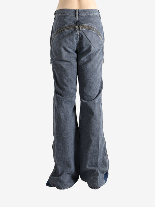 Grey pants, back view