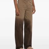 Brown pants worn by a person, showing the pants fit