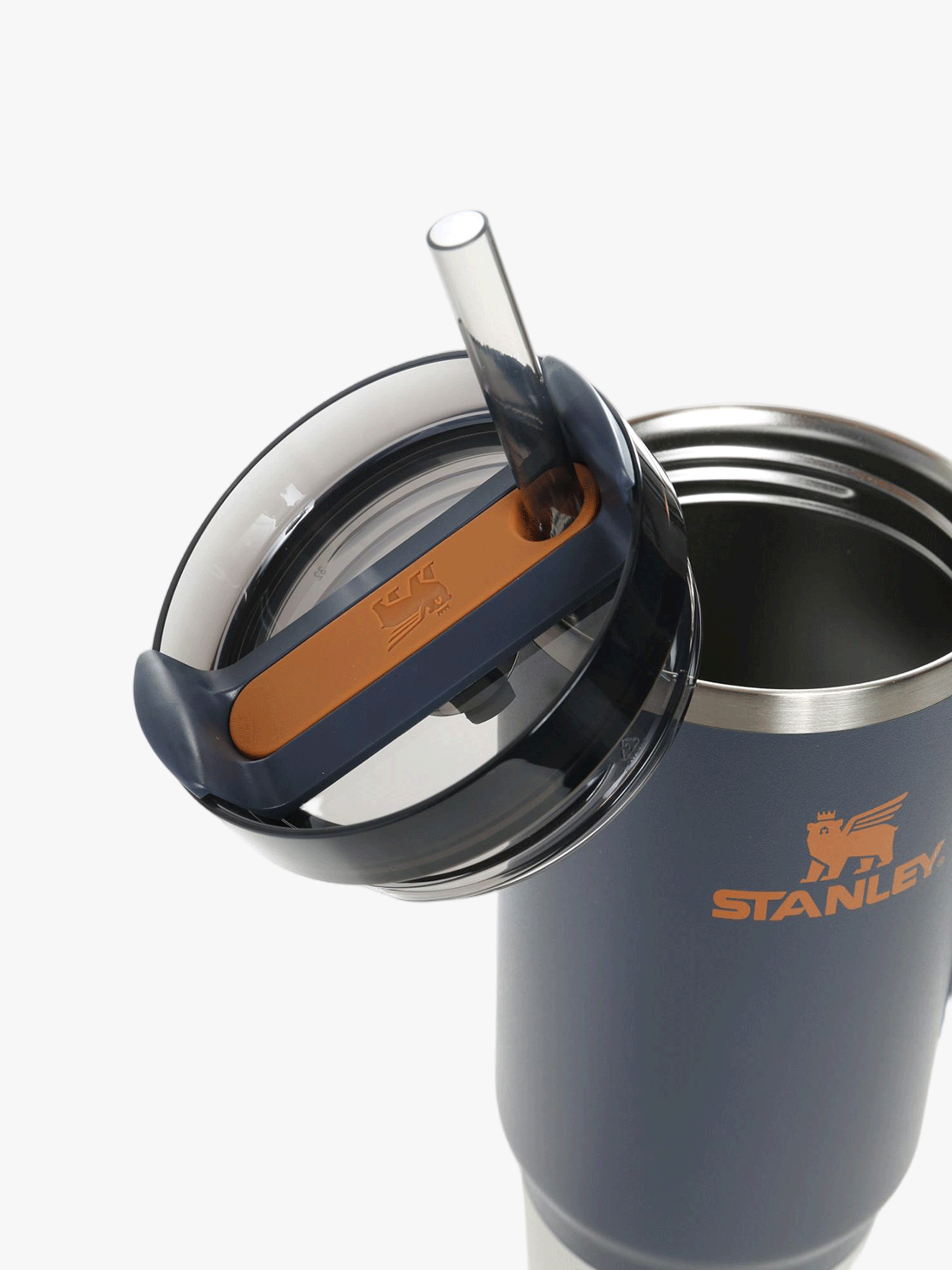 Close up of blue home, showing texture of the stainless steel fabric