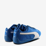 Blue sneaker, back view