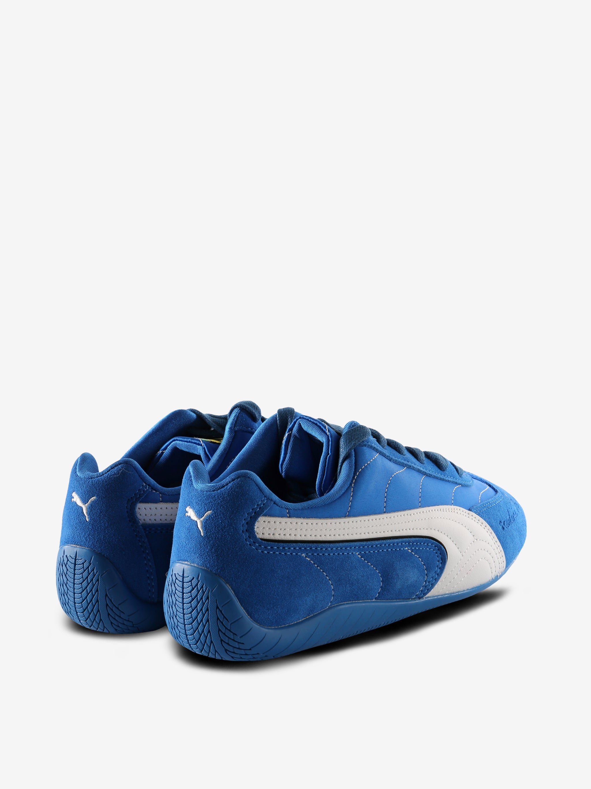 Blue sneaker, back view