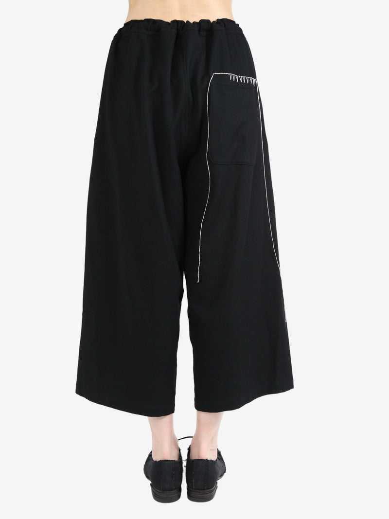 Y'S - Women Flannel Hand Stitched Front Tuck Wide Pants