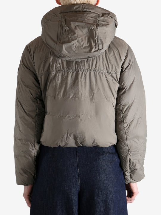 Grey jacket worn by a person, showing the jacket's fit