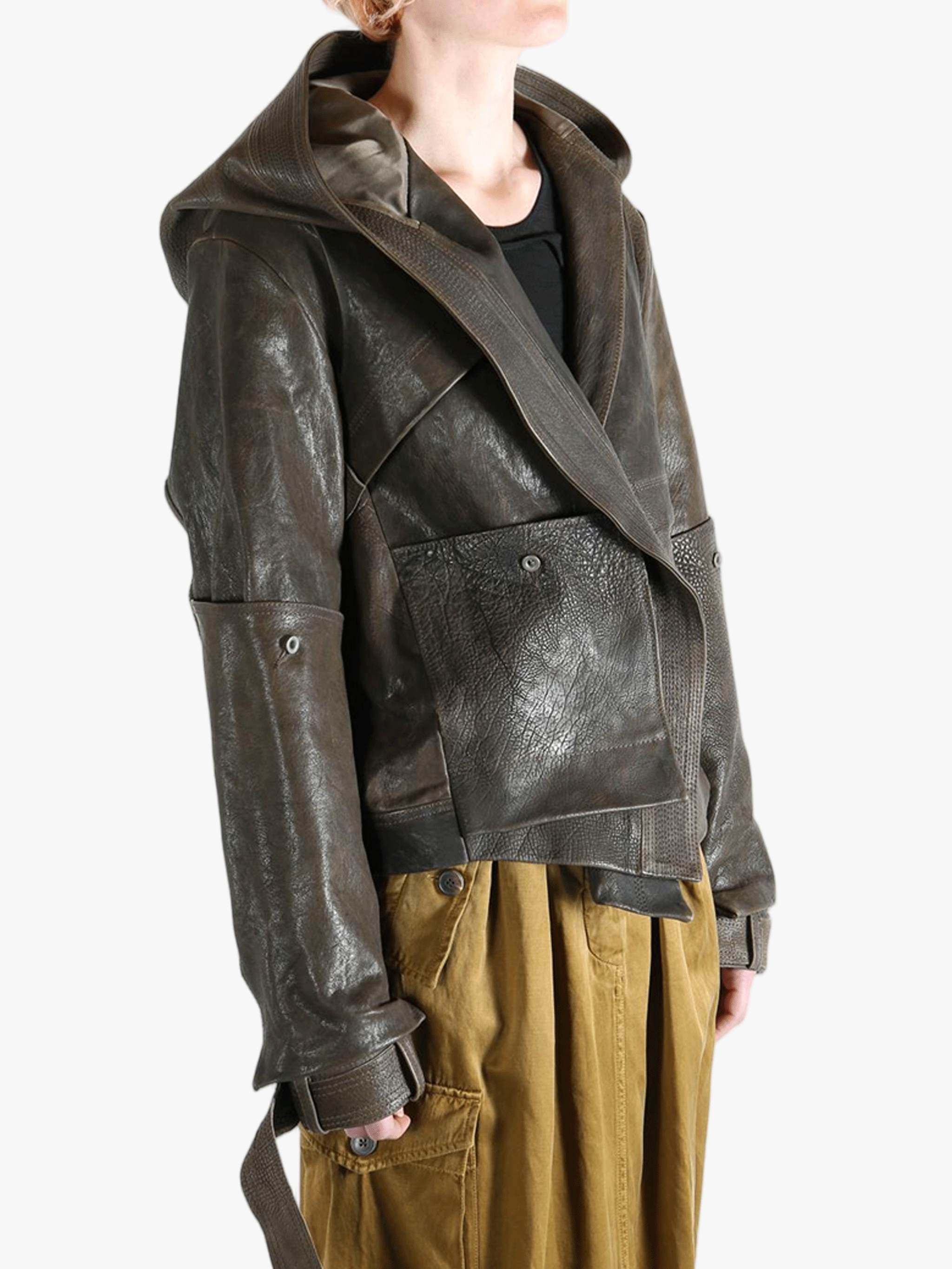 Black jacket worn by a person, showing the jacket's fit