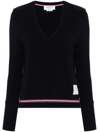 THOM BROWNE - Women Long Sleeve V Neck Top