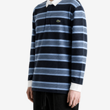 Navy shirt worn by a person, showing the shirt fit