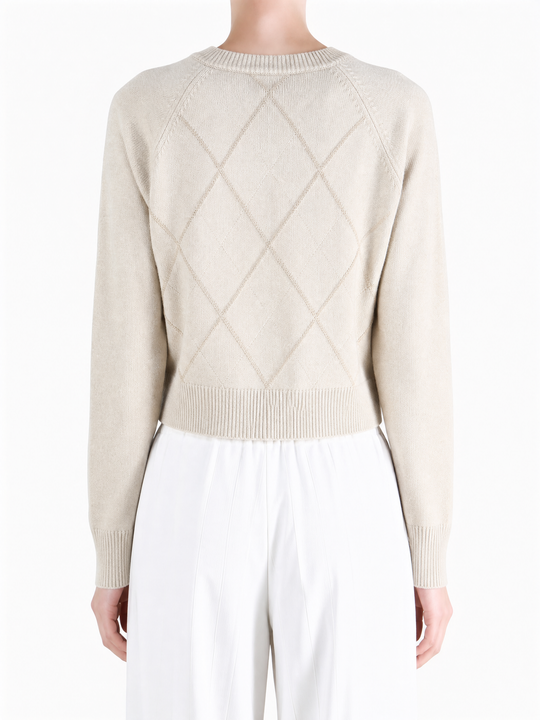 Tan knitwear, full body view
