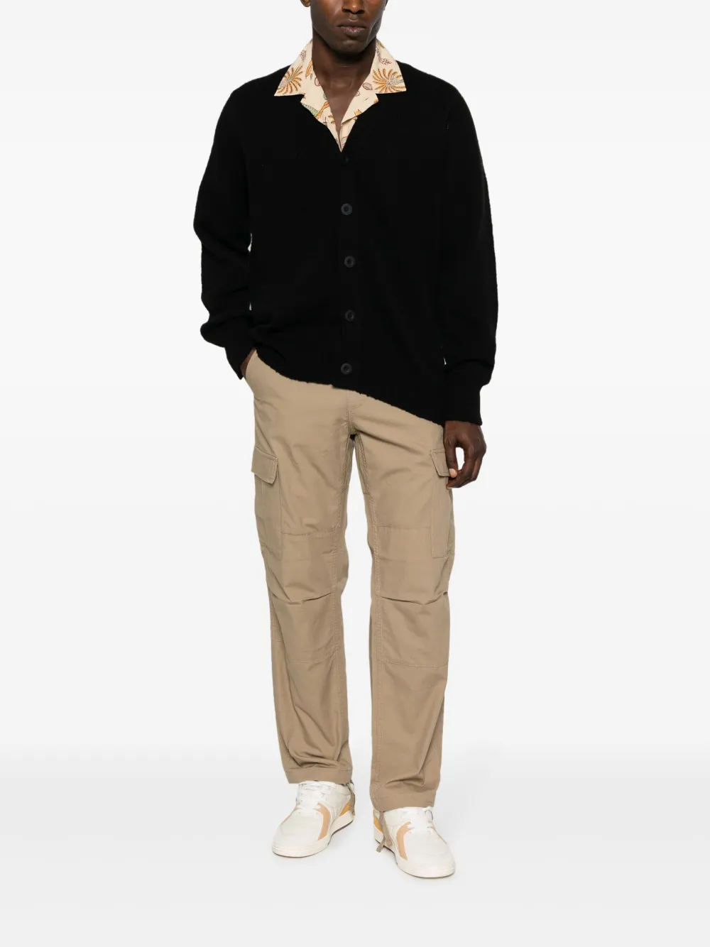 Tan pants, full body view