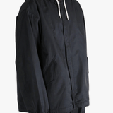 Black jackets worn by a person, showing the jackets fit