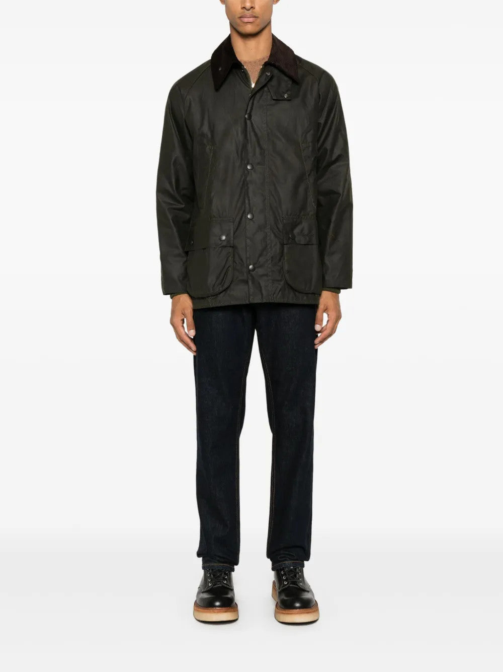 Green jacket, full body view