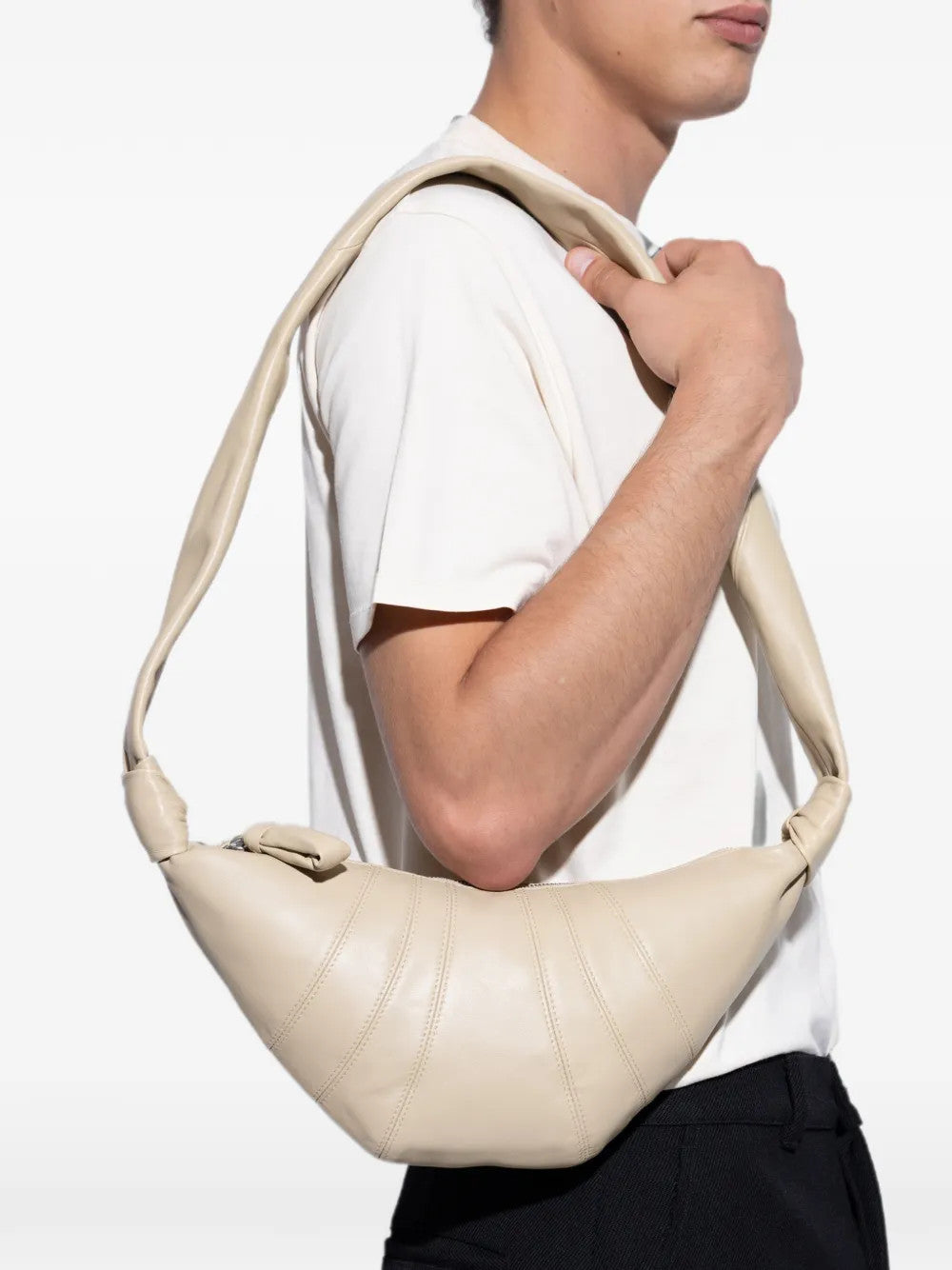 Tan bag, side view