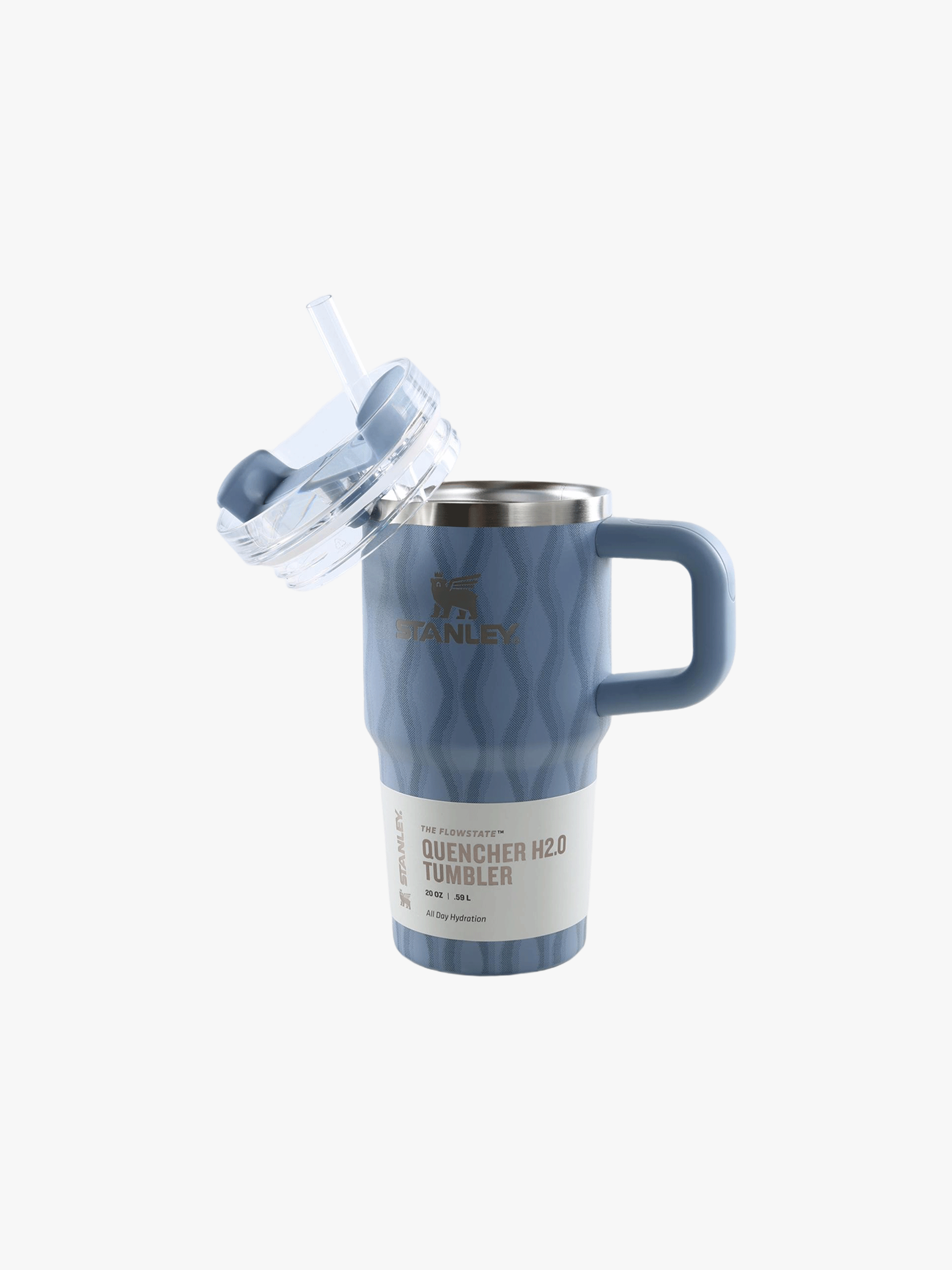 Blue tumbler, front view