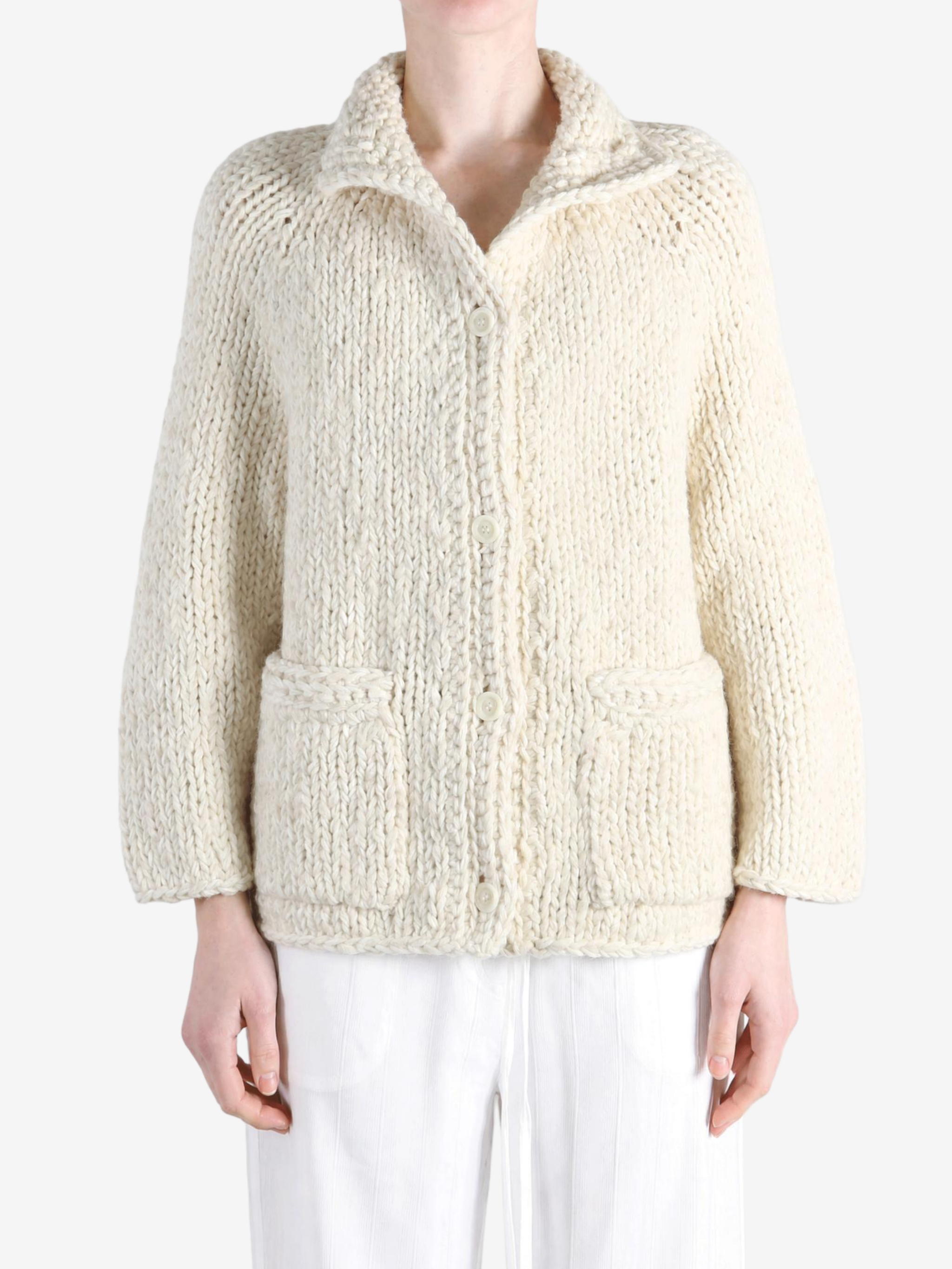 Tan knitwear, full body view