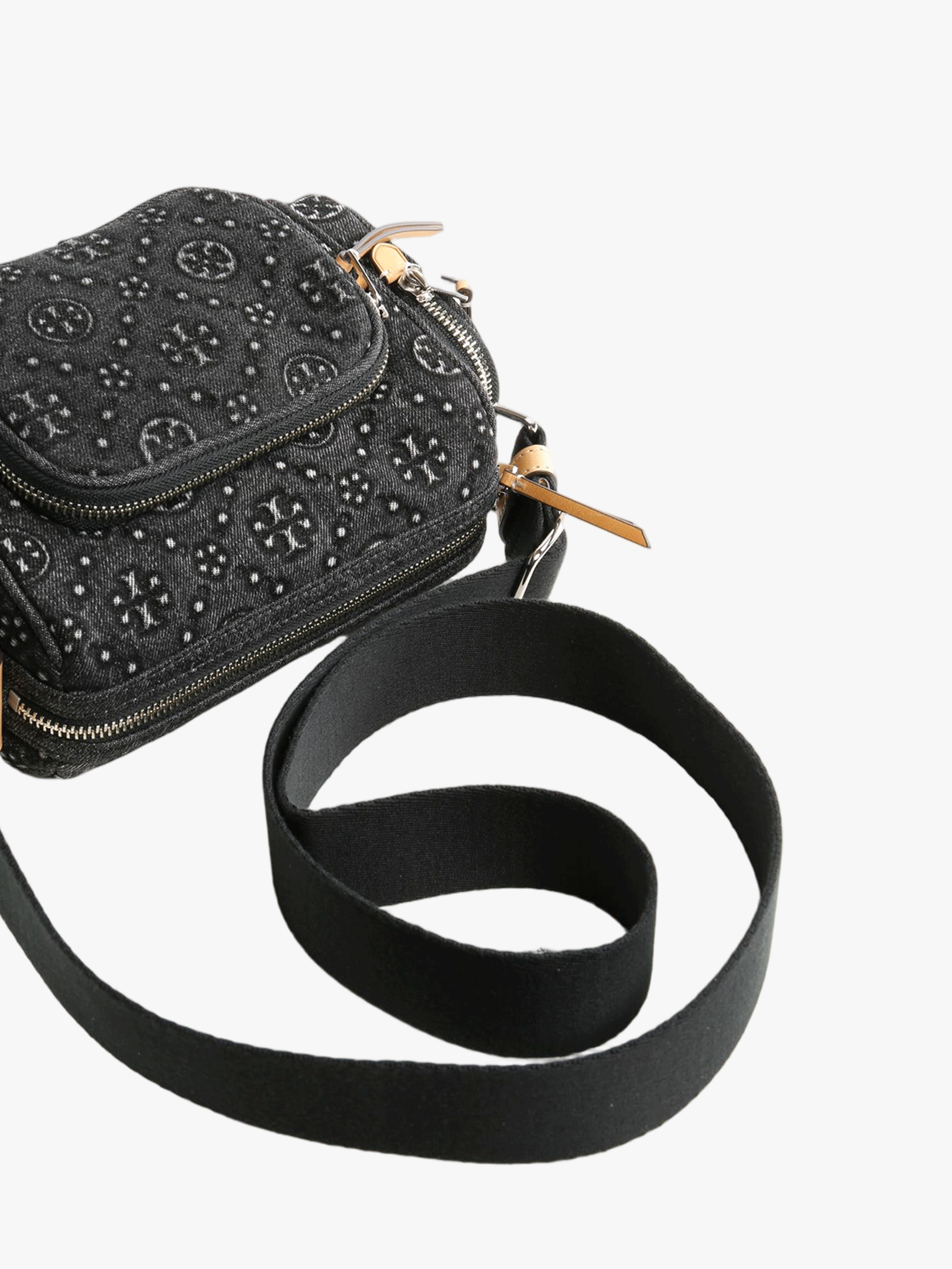 Close up of black bag, showing texture of the cotton fabric