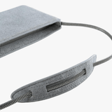 Close up of Grey bag, showing detail