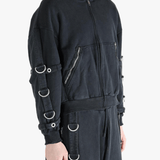 Black jacket worn by a person, showing the jacket's fit