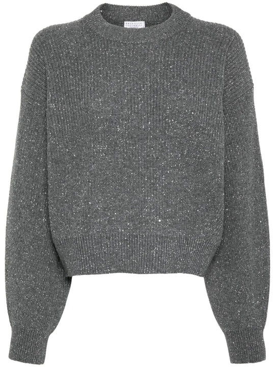 Grey knitwear, front view