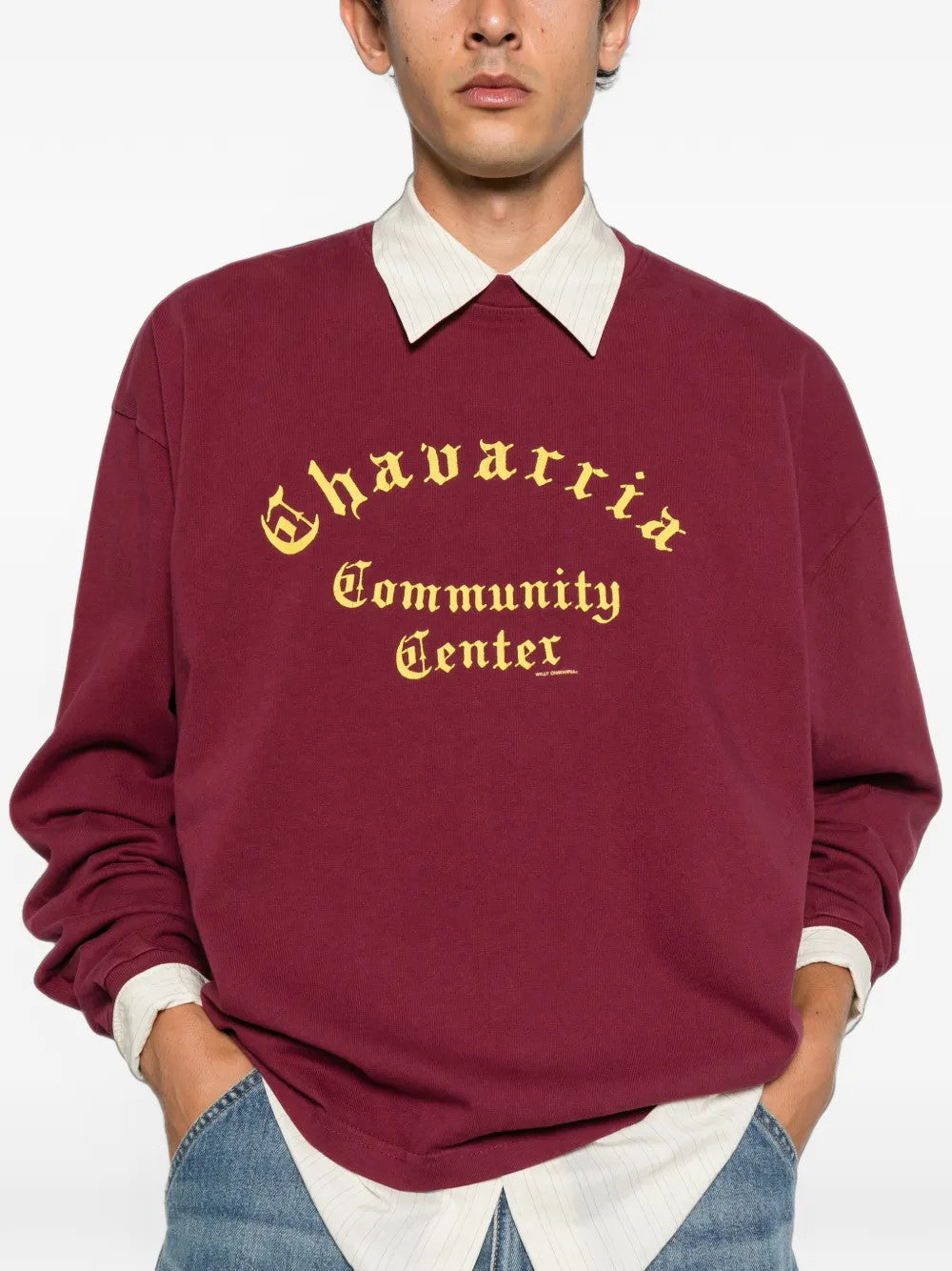 Burgundy t-shirt worn by a person, showing the t-shirt fit