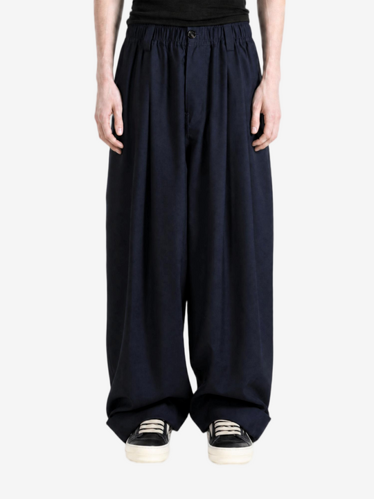 Navy pants, full body view
