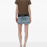 Brown t-shirt, full body view