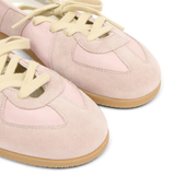 Close up of tan shoes, showing texture of the Calf Leather fabric