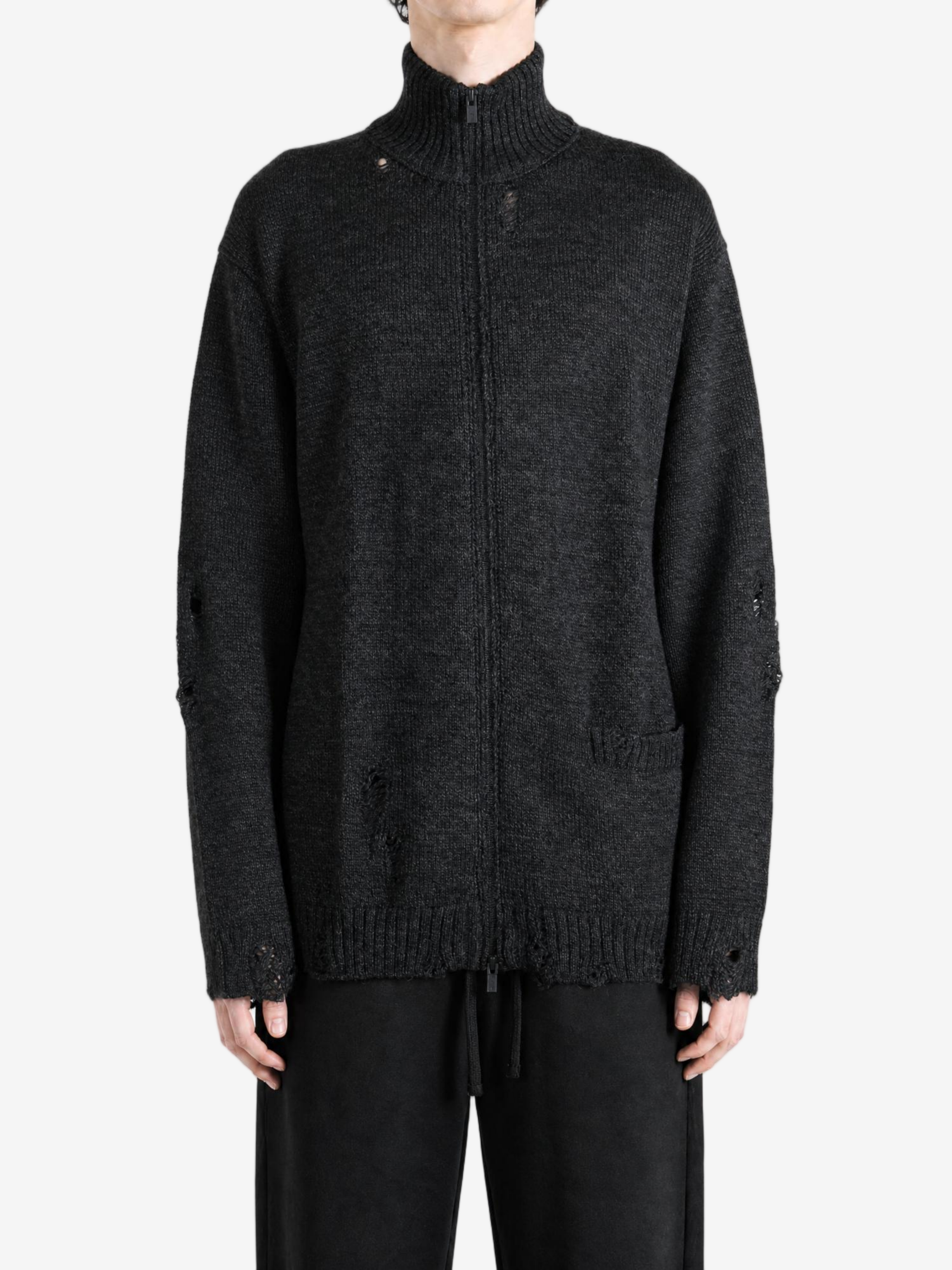 Black knitwear, full body view
