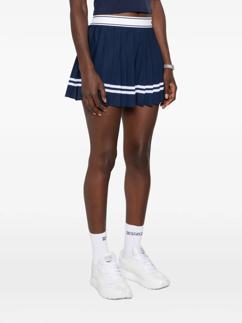 Navy dress, front view