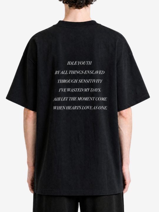 Black t-shirt, full body view
