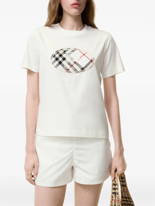 Tan t-shirt, full body view