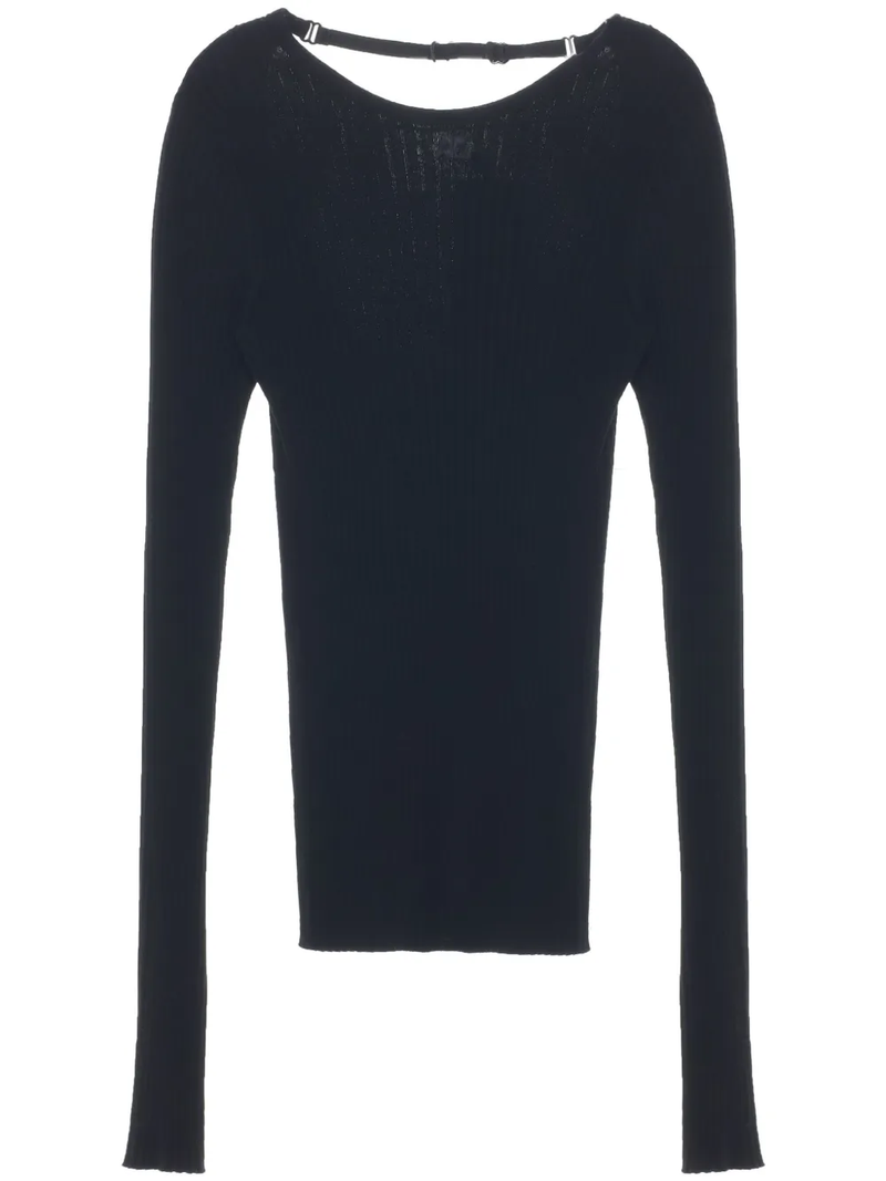 COURRÈGES - Women Lingerie Strap Rib Knit Sweater