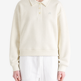 Tan hoodie, full body view