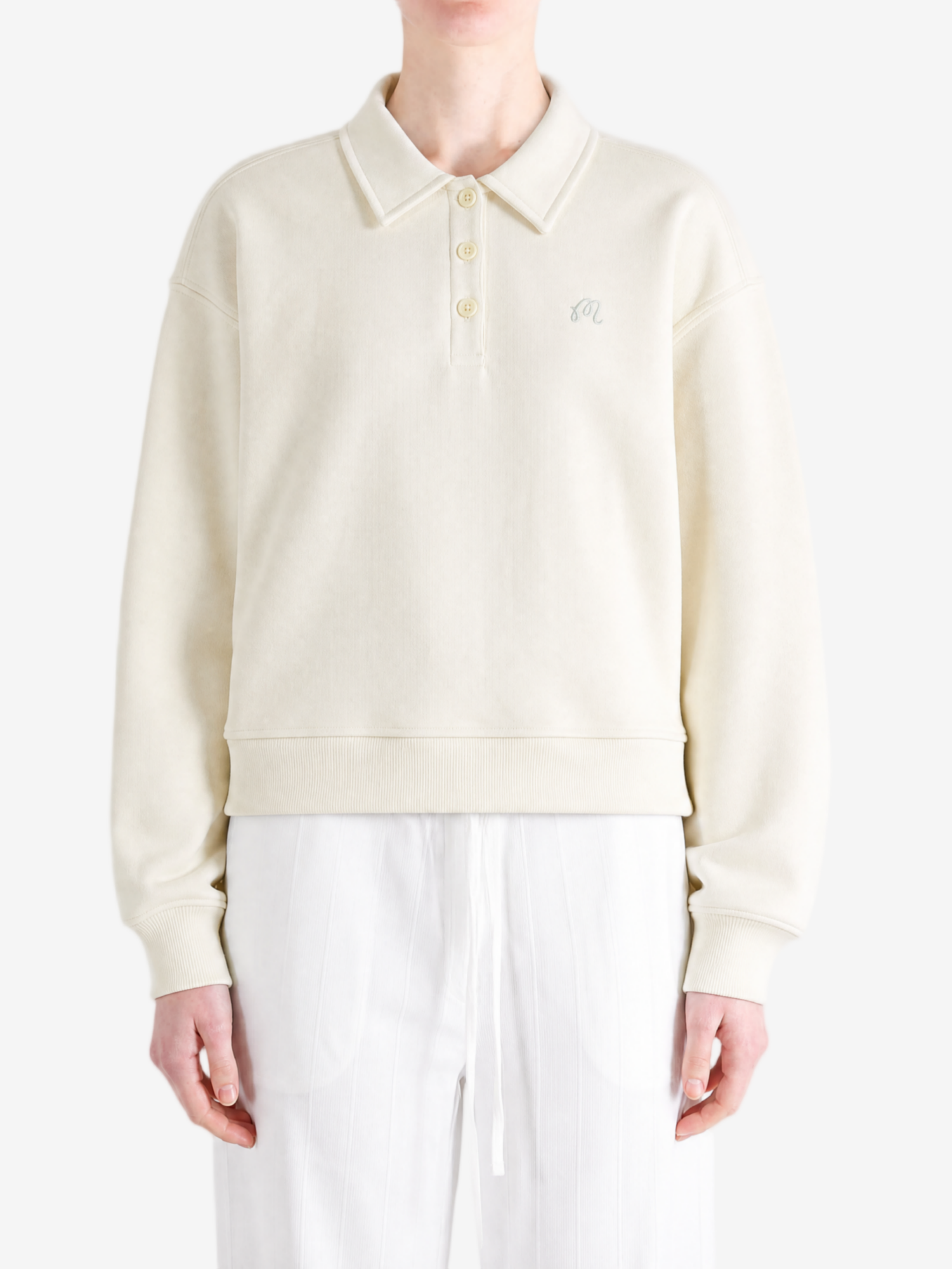Tan hoodie, full body view
