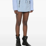 Blue skirt, full body view