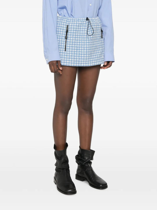 Blue skirt, full body view