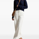 Navy knitwear, full body view