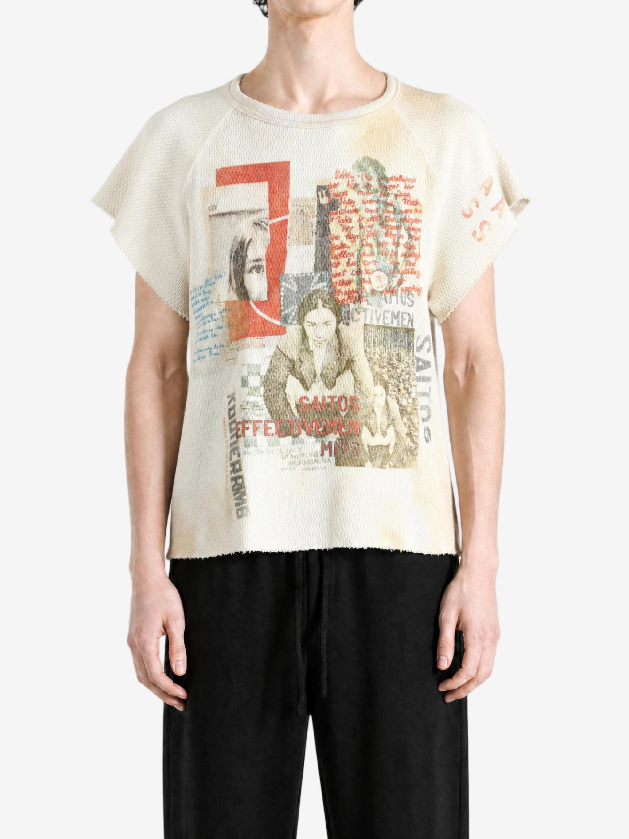 Tan t-shirt, full body view