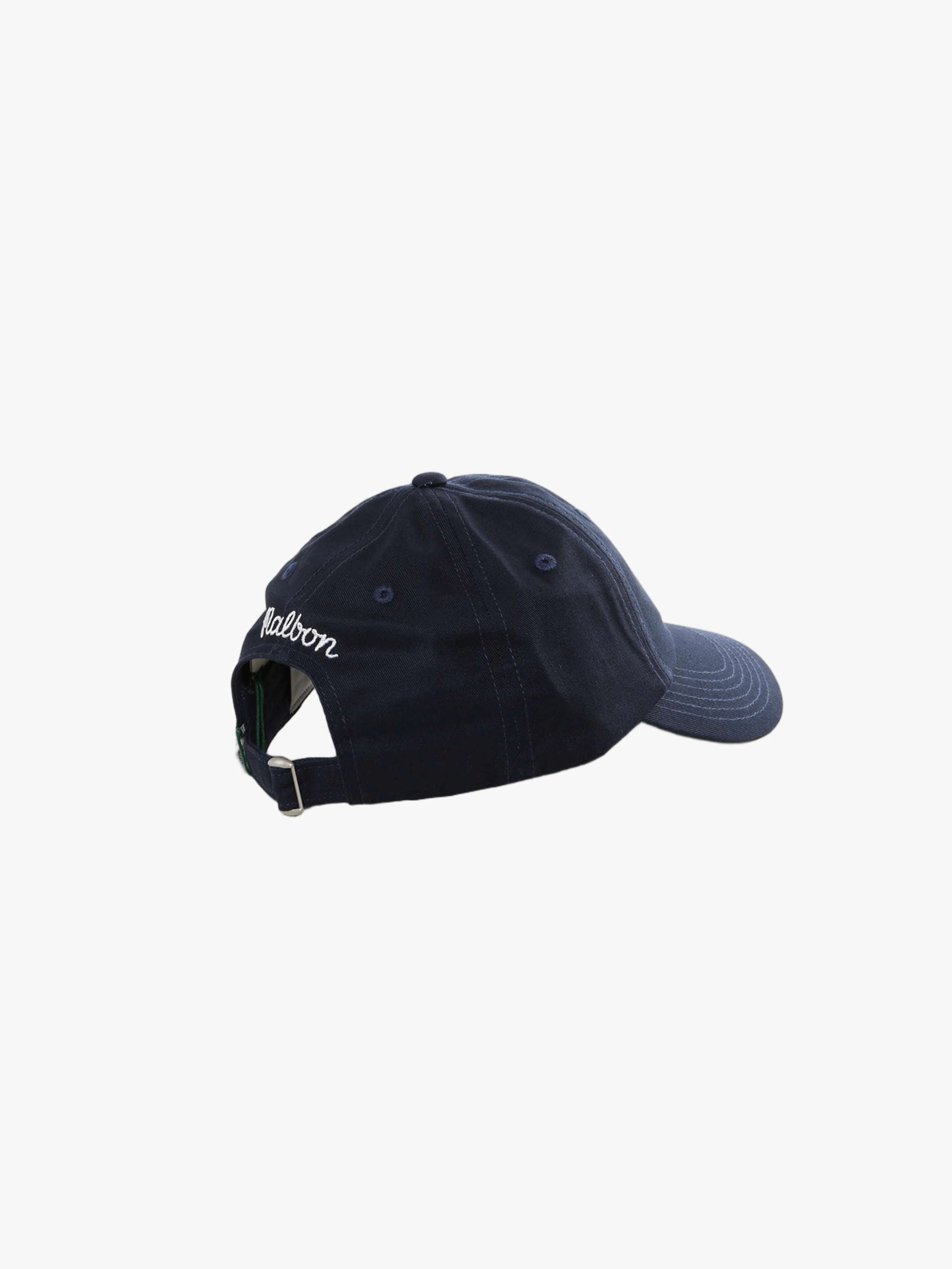 Navy hat, back view
