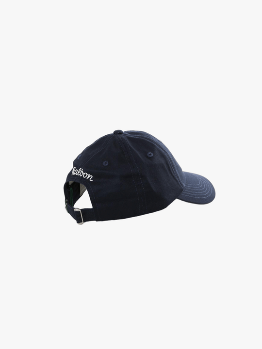 Navy hat, back view