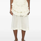 Tan skirt, full body view