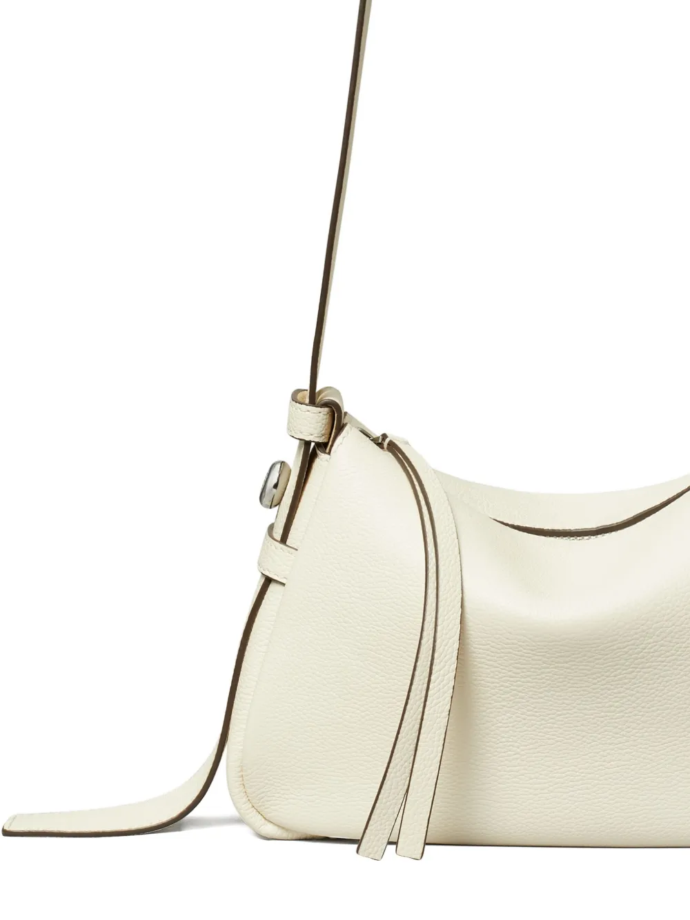 Close up of White bags, showing texture of the calf Leather fabric