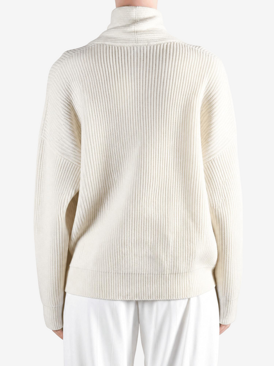 Tan knitwear, front view