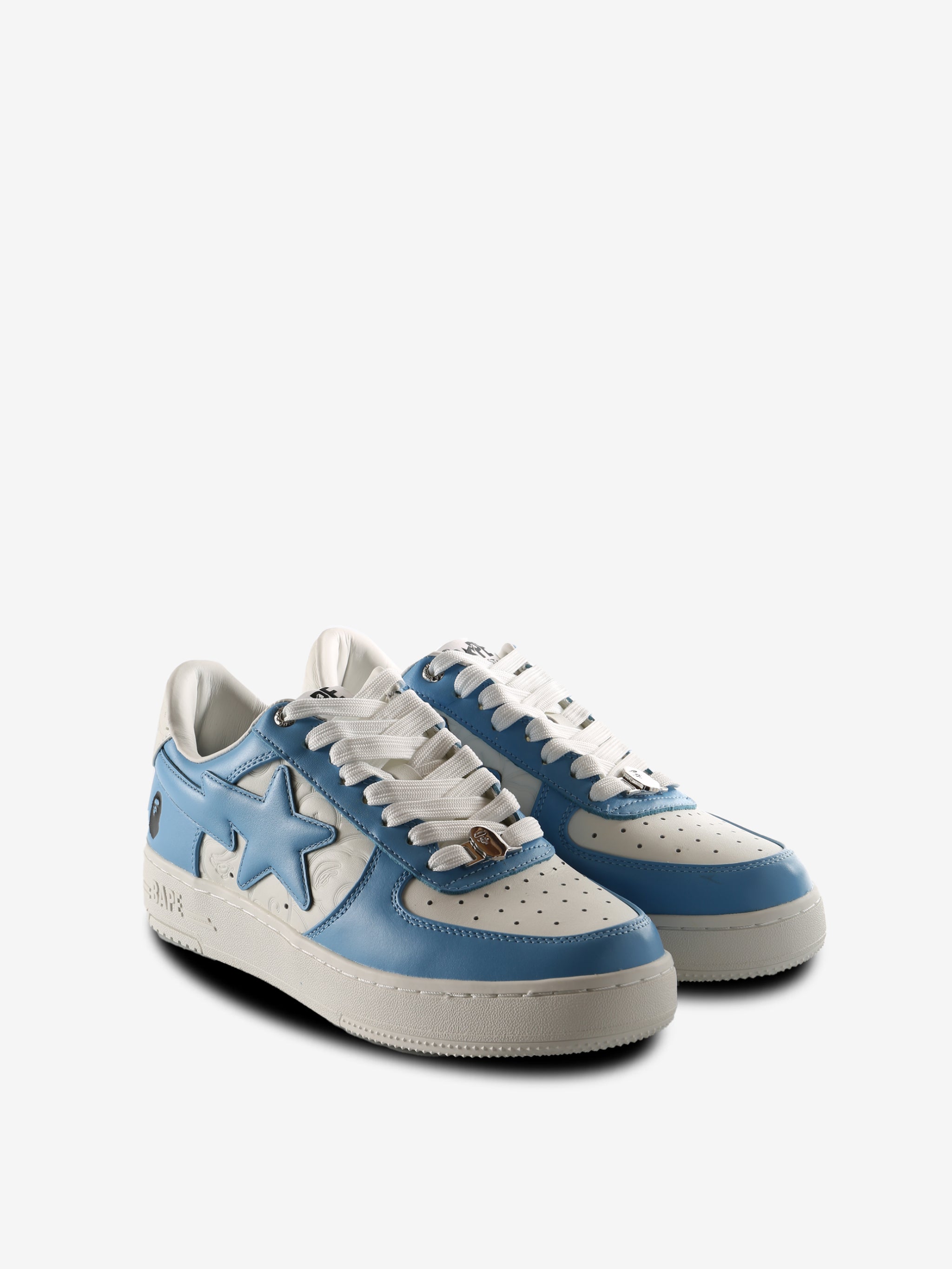 Blue sneakers, side view